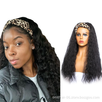 Hot Sale Box Braids Synthetic Headband Wigs Wig Wrp Turban Linked Head Wrap Wig for African Women Long Kinky Curly Straight Hair